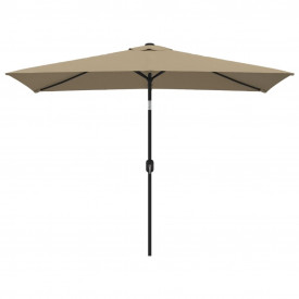 Umbrelă de soare exterior, stâlp metalic, gri taupe, 300x200 cm - Img 2