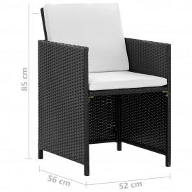vidaXL 13 piese Set mobilier de exterior, negru, poliratan - Img 7