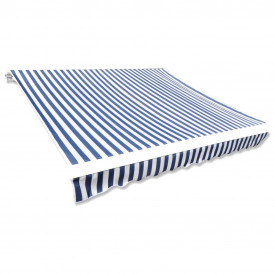 vidaXL Acoperiș de copertină din pânză, albastru &amp; alb, 336 x 246 cm