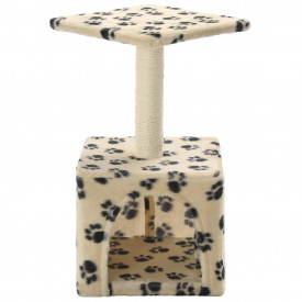 vidaXL Ansamblu pisici, stâlpi funie sisal 55 cm, imprimeu lăbuțe, bej - Img 3