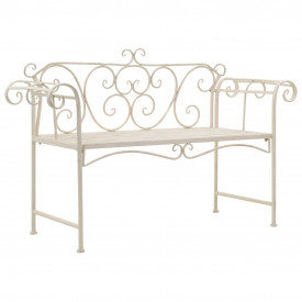vidaXL Bancă de grădină, alb vintage, 132 cm, metal