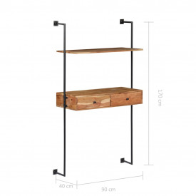 vidaXL Birou de perete, 90 x 40 x 170 cm, lemn masiv de acacia - Img 8