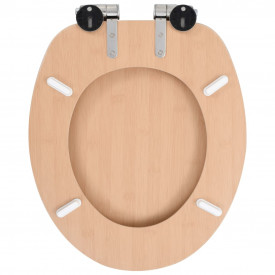 vidaXL Capac WC cu închidere silențioasă, MDF, design bambus - Img 5
