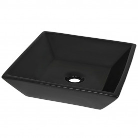 vidaXL Chiuvetă ceramică pătrată, Negru, 41,5x41,5x12 cm - Img 2