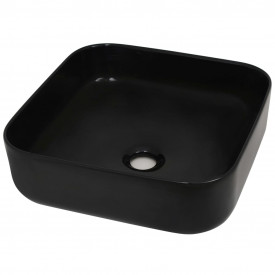 vidaXL Chiuvetă de baie din ceramică, pătrată, negru, 38x38x13,5 cm - Img 2