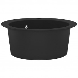 vidaXL Chiuvetă din granit de bucătărie cu un bazin, rotundă, Negru - Img 4