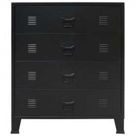 vidaXL Comodă sertare, metal, stil industrial, 78x40x93 cm, negru - Img 3