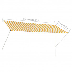 vidaXL Copertină retractabilă, galben și alb, 300 x 150 cm - Img 8