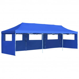 vidaXL Cort petrecere pliabil cu 5 pereți laterali, albastru, 3 x 9 m