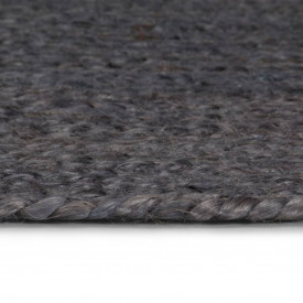 vidaXL Covor manual, gri închis, 120 cm, iută, rotund - Img 3