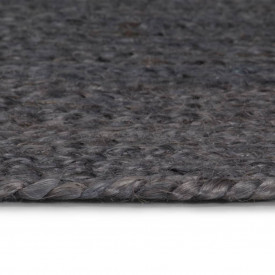 vidaXL Covor manual, gri închis, 150 cm, iută, rotund - Img 3