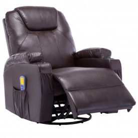 vidaXL Fotoliu de masaj electric rabatabil, piele artificială, maro - Img 4