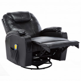 vidaXL Fotoliu electric rabatabil de masaj, piele artificială, negru - Img 5