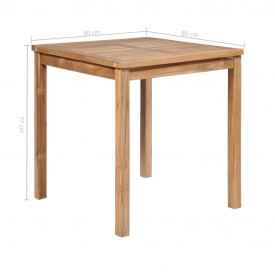 vidaXL Masă bucătărie de exterior, 80 x 80 x 77 cm, lemn masiv de tec - Img 5