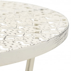 vidaXL Masă de bistro stil vintage, metal, rotund, 40 x 70 cm, alb - Img 3