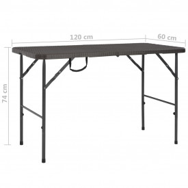 vidaXL Masă de grădină pliabilă, maro, HDPE, aspect ratan - Img 6