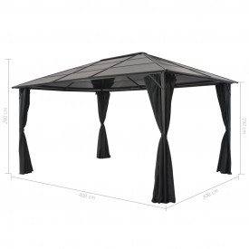 vidaXL Pavilion cu perdea, negru, 4 x 3 x 2,6 m - Img 7