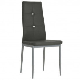 vidaXL Scaune bucătărie, 4 buc, piele artificială, 43x43,5x96 cm, gri - Img 2