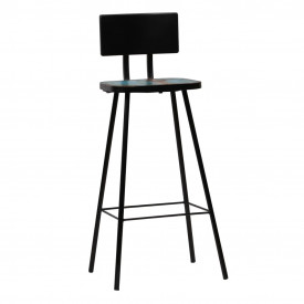 vidaXL Scaune de bar, 4 buc., lemn masiv reciclat, multicolor - Img 7