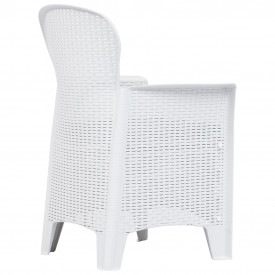vidaXL Scaune de grădină cu perne, 2 buc., alb, plastic, aspect ratan - Img 3