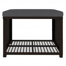 vidaXL Set mobilier de exterior, 10 piese, poliratan, maro și alb - Img 8