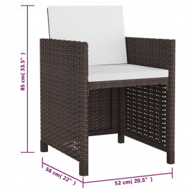 vidaXL Set mobilier de exterior, 13 piese, poliratan, maro - Img 7