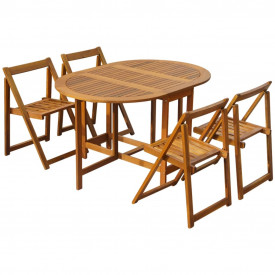 vidaXL Set mobilier de exterior 5 piese lemn masiv de salcâm pliabil