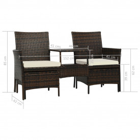 vidaXL Set mobilier de exterior, 7 piese, maro și alb, poliratan - Img 8