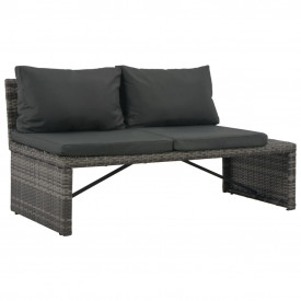 vidaXL Set mobilier de grădină cu perne, 3 piese, gri, poliratan - Img 3