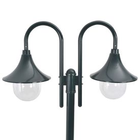 vidaXL Stâlp cu lumini de grădină E27 220 cm, aluminiu 2 lămpi, verde - Img 2