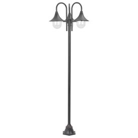 vidaXL Stâlp iluminare grădină, E27, 220 cm, aluminiu, 3 lămpi, bronz - Img 2