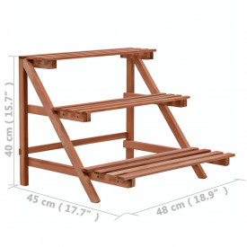 vidaXL Stativ de plante cu 3 rafturi, lemn de cedru, 48x45x40 cm - Img 6