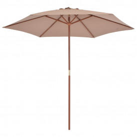 vidaXL Umbrelă de soare de exterior cu stâlp din lemn, taupe, 270 cm - Img 2