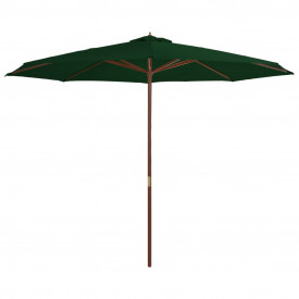 vidaXL Umbrelă de soare de exterior, stâlp din lemn, verde, 350 cm