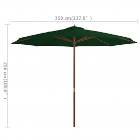 vidaXL Umbrelă de soare de exterior, stâlp din lemn, verde, 350 cm - Img 4