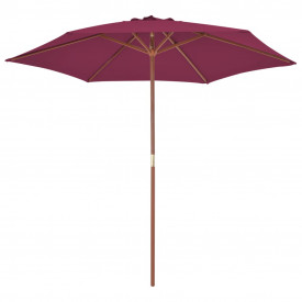 vidaXL Umbrelă de soare de exterior, stâlp lemn, roșu bordo, 270 cm - Img 2