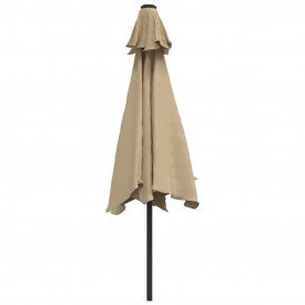 vidaXL Umbrelă de soare exterior, LED-uri și stâlp oțel, taupe, 300 cm - Img 5
