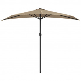 vidaXL Umbrelă de soare semicerc tijă aluminiu gri taupe 270x135 cm - Img 3