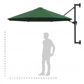 vidaXL Umbrelă soare, montaj pe perete, tijă metalică, verde, 300 cm - Img 9