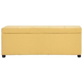 Bancă cu compartiment de depozitare, galben, 116 cm, poliester - Img 3