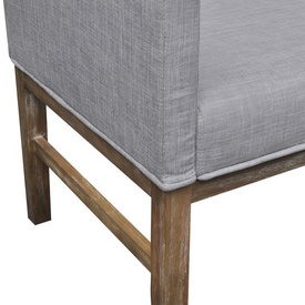 Bancă cu perne căptușite, textil, lemn de hevea, gri deschis - Img 3