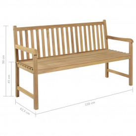 Bancă de exterior din lemn de tec 150 x 62,5 x 90 cm - Img 6