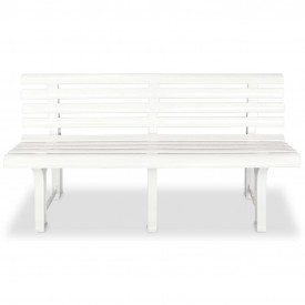 Bancă de grădină 145,5x49x74 cm, plastic, alb - Img 2