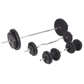 Bancă fitness cu rastel greutăți, set de haltere/gantere, 90 kg - Img 10