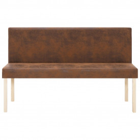Bancă, maro, 139,5 cm, piele întoarsă ecologică - Img 3