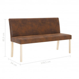 Bancă, maro, 139,5 cm, piele întoarsă ecologică - Img 8