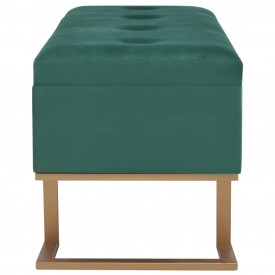 Banchetă cu un compartiment de depozitare verde 105 cm catifea - Img 4