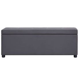 Banchetă cu zonă de depozitare, gri, 116 cm, piele ecologică - Img 2