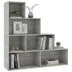 Bibliotecă/Separator cameră, gri beton, 155x24x160 cm, PAL - Img 2