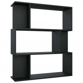 Bibliotecă/Separator cameră, negru, 80x24x96 cm, PAL - Img 2
